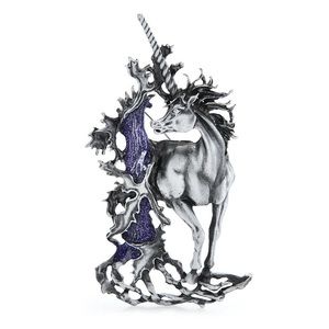 LARGE SILVER VINTAGE UNICORN PIN / BROOCH
